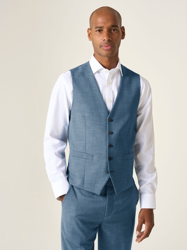 Skopes Blue Tailored Fit Lucien Suit Waistcoat - Image 1 of 4 Skopes Blue Tailored Fit Lucien Suit Waistcoat - Image 1 of 4