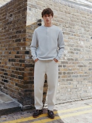 Grey Long Sleeve Grandad Collar 100% Cotton T-Shirt - Image 2 of 8