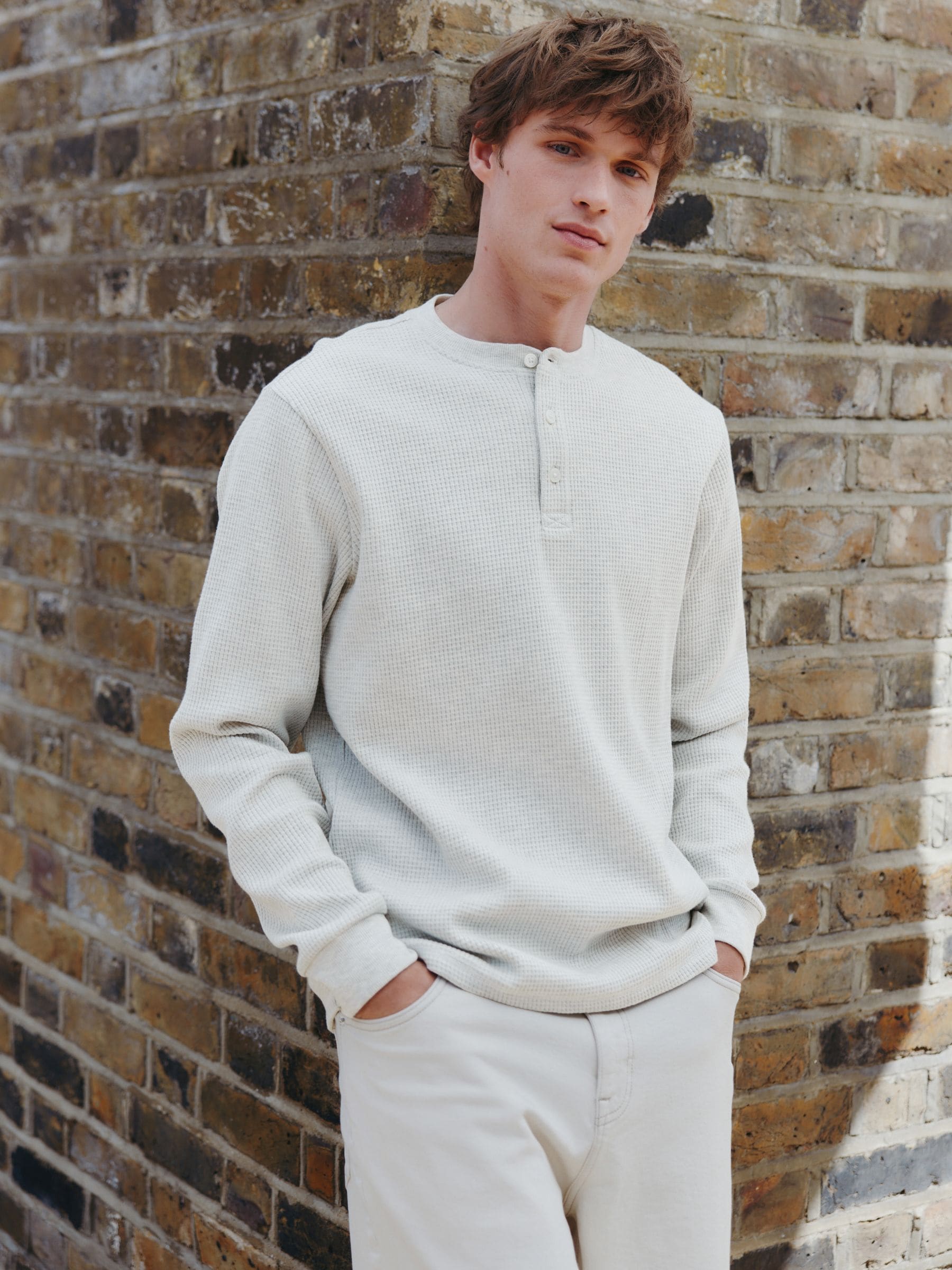 Buy Grey Long Sleeve Grandad Collar T-Shirt from Next South Africa