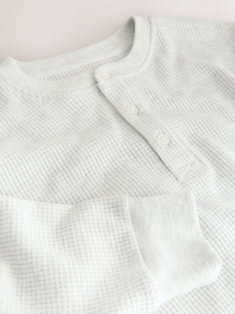 Grey Long Sleeve Grandad Collar 100% Cotton T-Shirt - Image 8 of 8 Grey Long Sleeve Grandad Collar 100% Cotton T-Shirt - Image 8 of 8