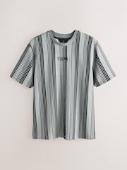 Grey Smart Vertical Stripe T-Shirt - Image 1 of 4
