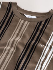 Neutral Brown Vertical Stripe Pique T-Shirt - Image 7 of 7