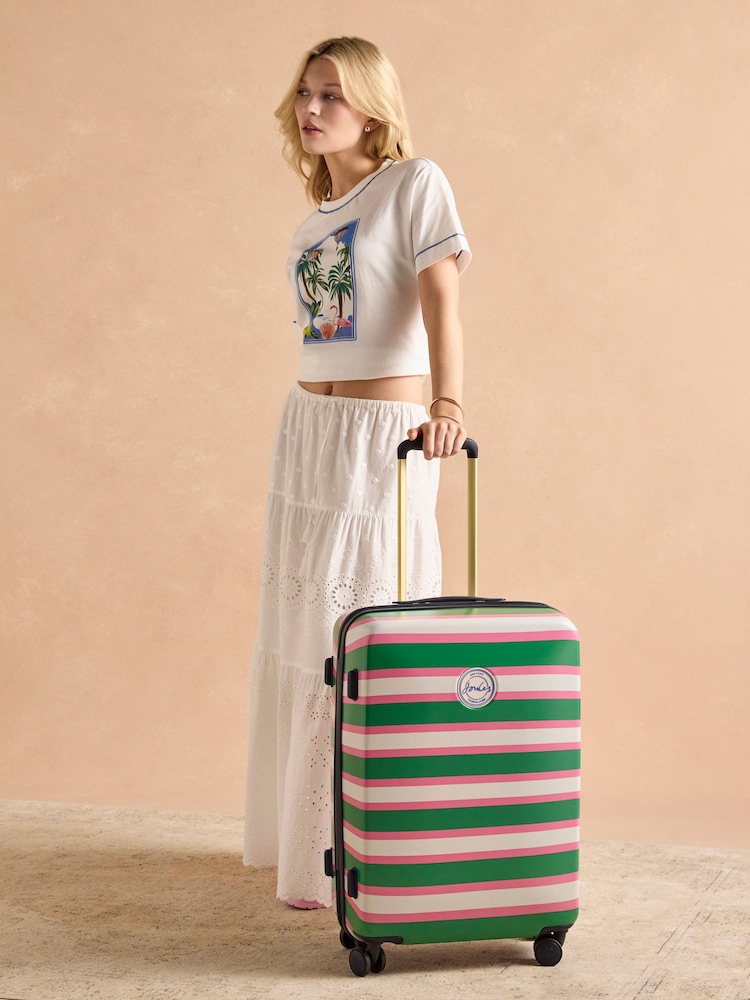 Joules Resort Stripe Medium Four Wheel Hard Shell Suitcase - Image 2 of 13