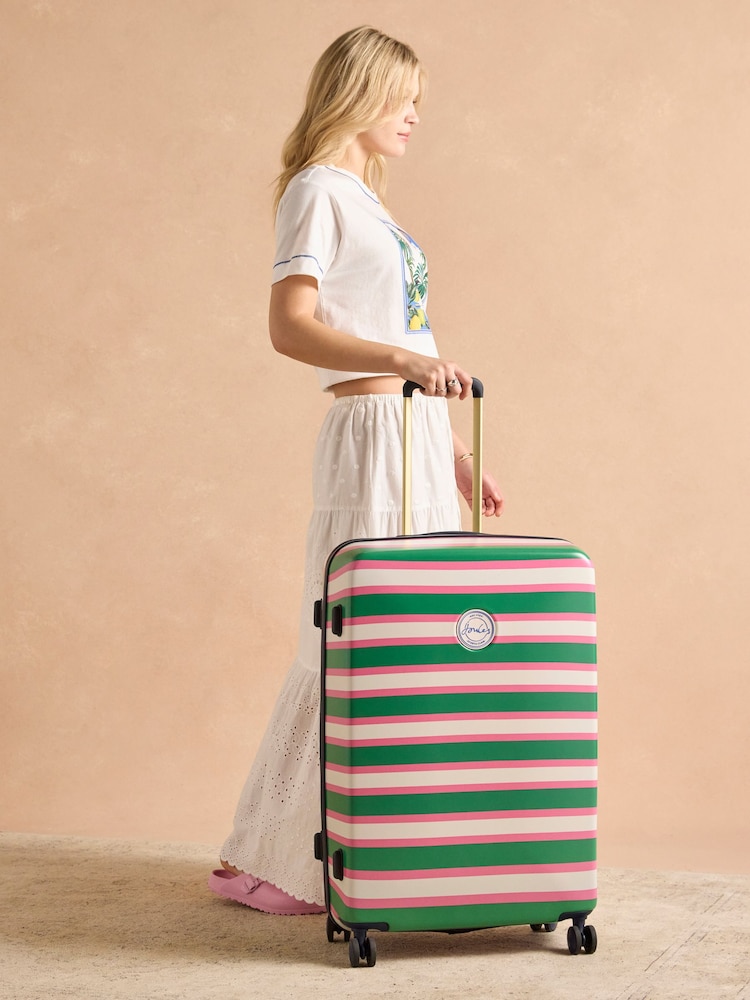 Joules Resort Stripe Large Four Wheel Hard Shell Suitcase - Image 2 of 13