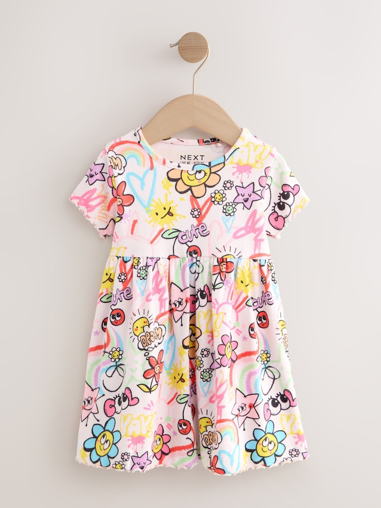 Doodle Pink Short Sleeve Jersey Summer Dress (3mths-7yrs) - Image 1 of 4