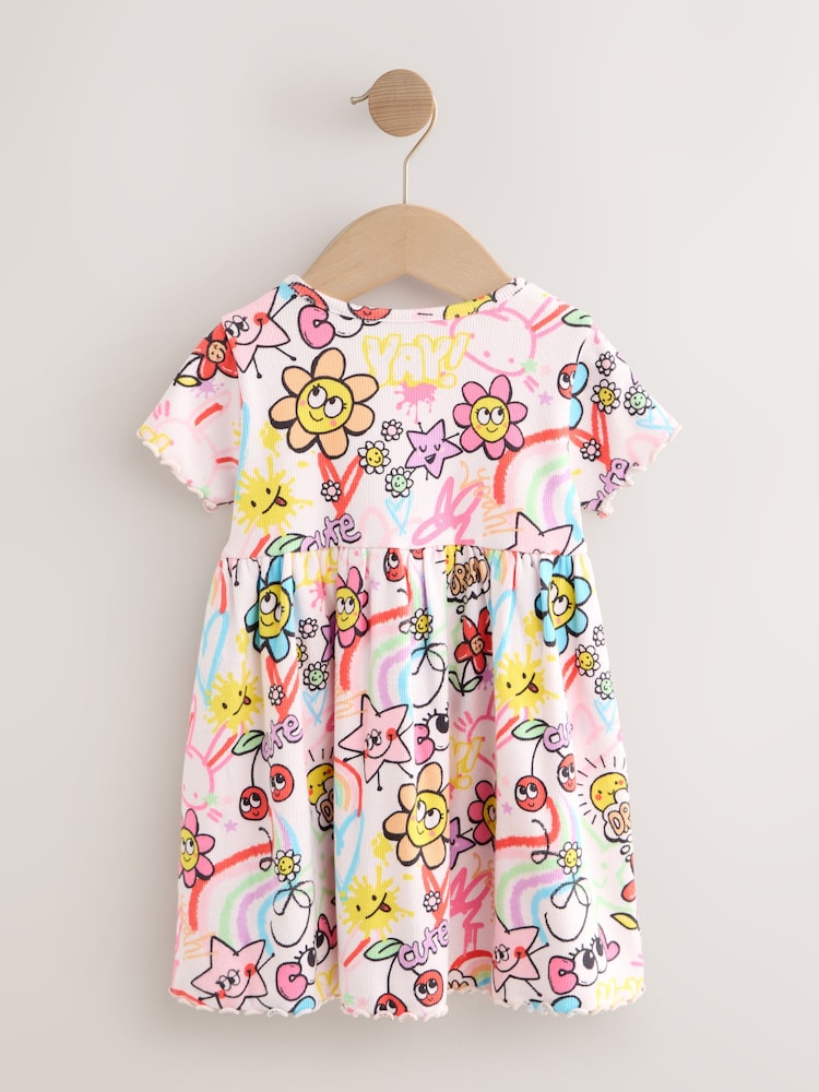 Doodle Pink Short Sleeve Jersey Summer Dress (3mths-7yrs) - Image 2 of 4