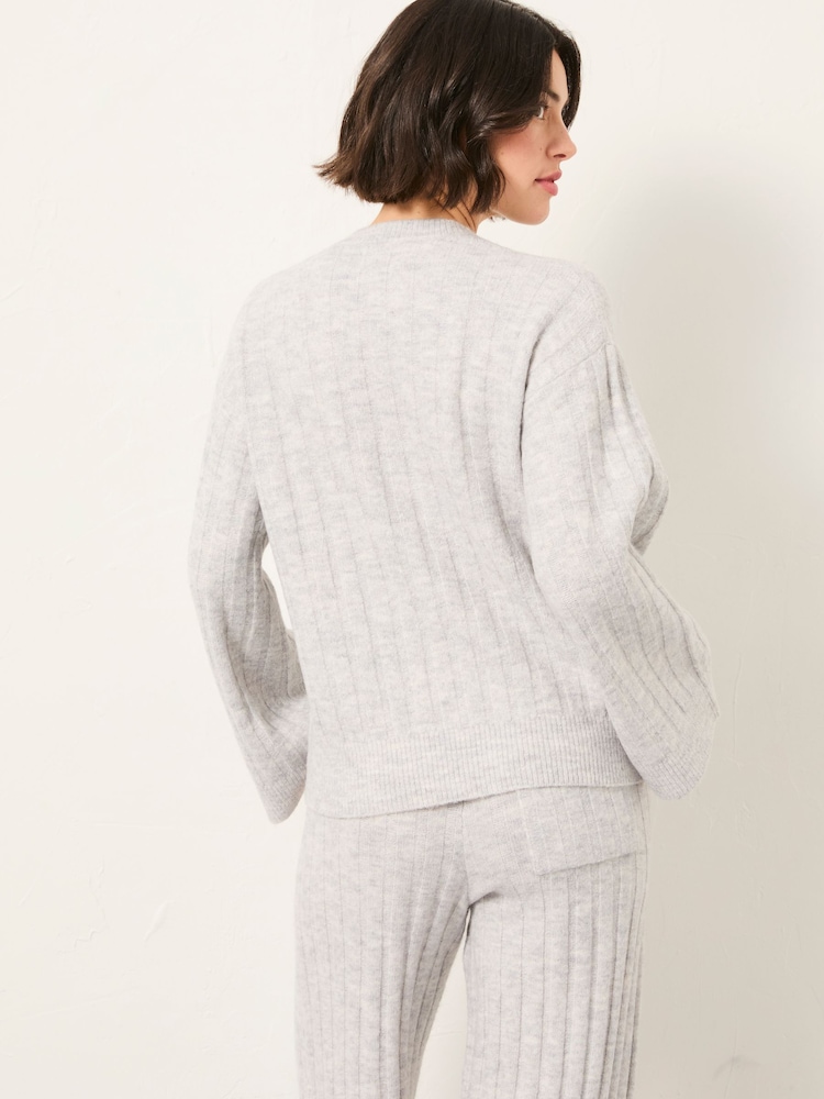 FatFace Grey Marl Knitted Lounge Jumper - Image 2 of 6 FatFace Grey Marl Knitted Lounge Jumper - Image 2 of 6
