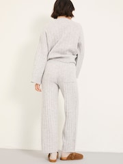 FatFace Grey Marl Knitted Wide Leg Lounge Trousers - Image 2 of 6