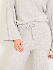 FatFace Grey Marl Knitted Wide Leg Lounge Trousers - Image 3 of 6