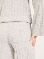 FatFace Grey Marl Knitted Wide Leg Lounge Trousers - Image 4 of 6