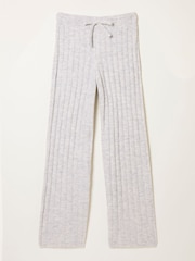 FatFace Grey Marl Knitted Wide Leg Lounge Trousers - Image 6 of 6