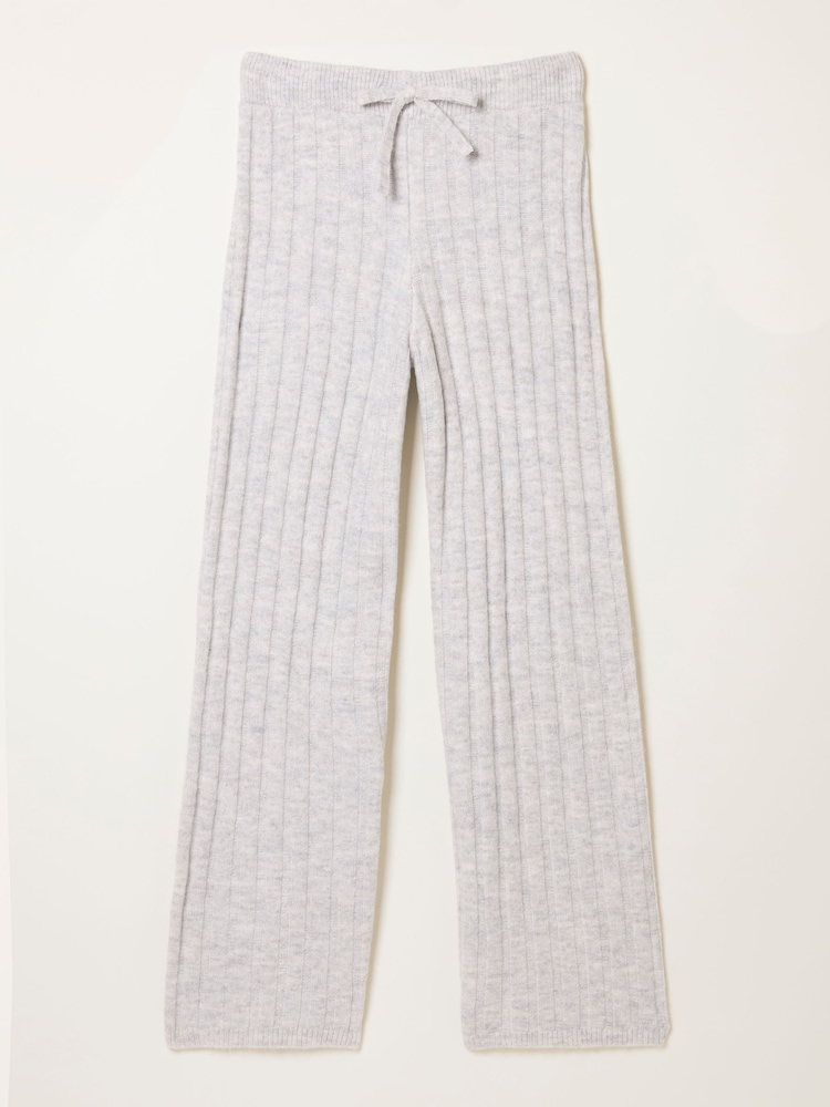 FatFace Grey Marl Knitted Wide Leg Lounge Trousers - Image 6 of 6