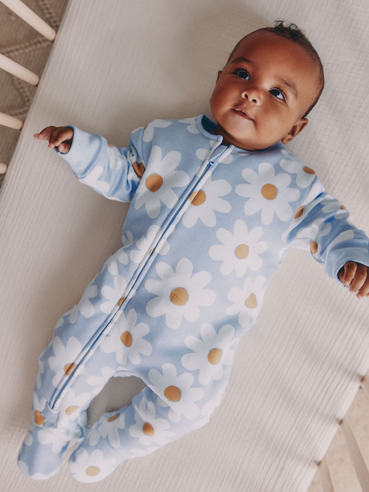 Blue Flower 2.5 TOG Wadded Baby Sleepsuit - Image 1 of 11