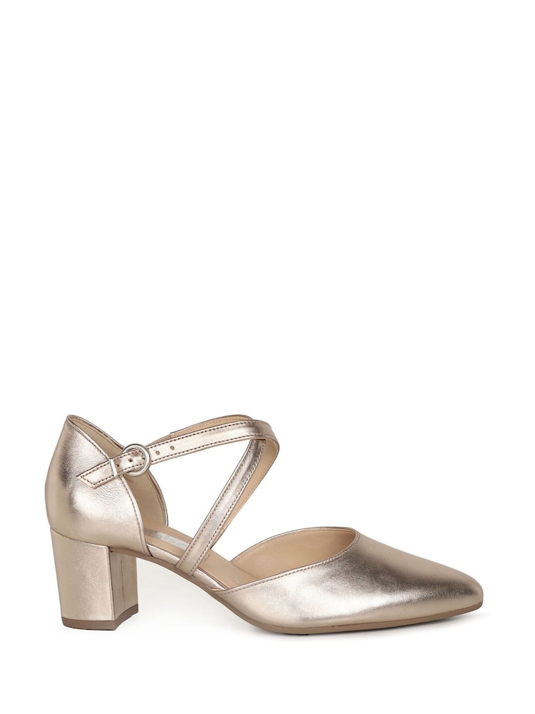 Gabor Gold Gisele Metallic Leather Dress Court Shoes - Image 1 of 5 Gabor Gold Gisele Metallic Leather Dress Court Shoes - Image 1 of 5
