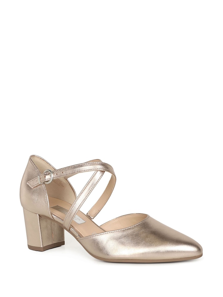 Gabor Gold Gisele Metallic Leather Dress Court Shoes - Image 2 of 5 Gabor Gold Gisele Metallic Leather Dress Court Shoes - Image 2 of 5