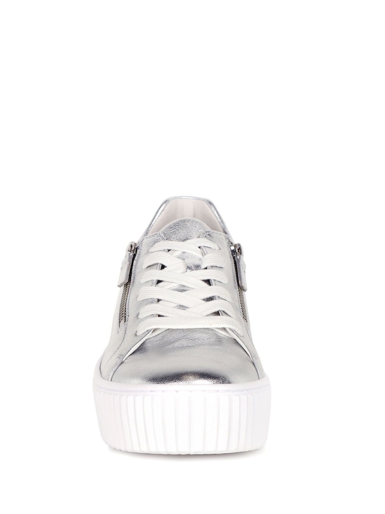 Gabor Silver Dolly Metallic Leather Sport Casual Shoes - Image 5 of 5