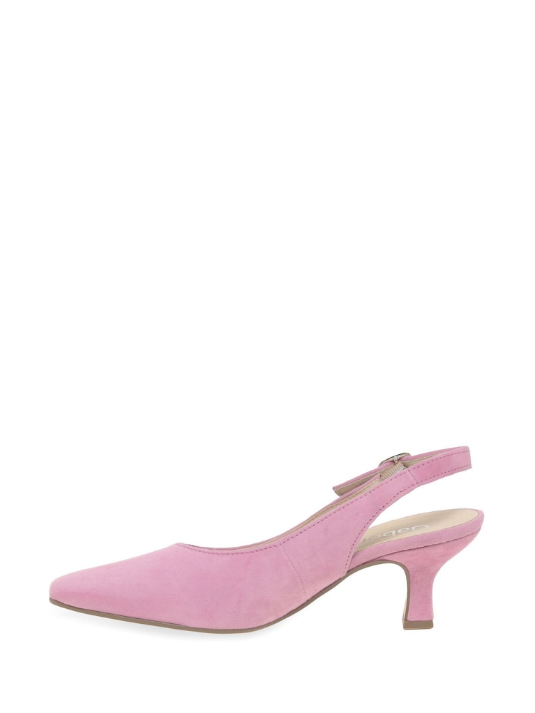Gabor Pink Lindy Suede Open Court Shoes - Image 2 of 5