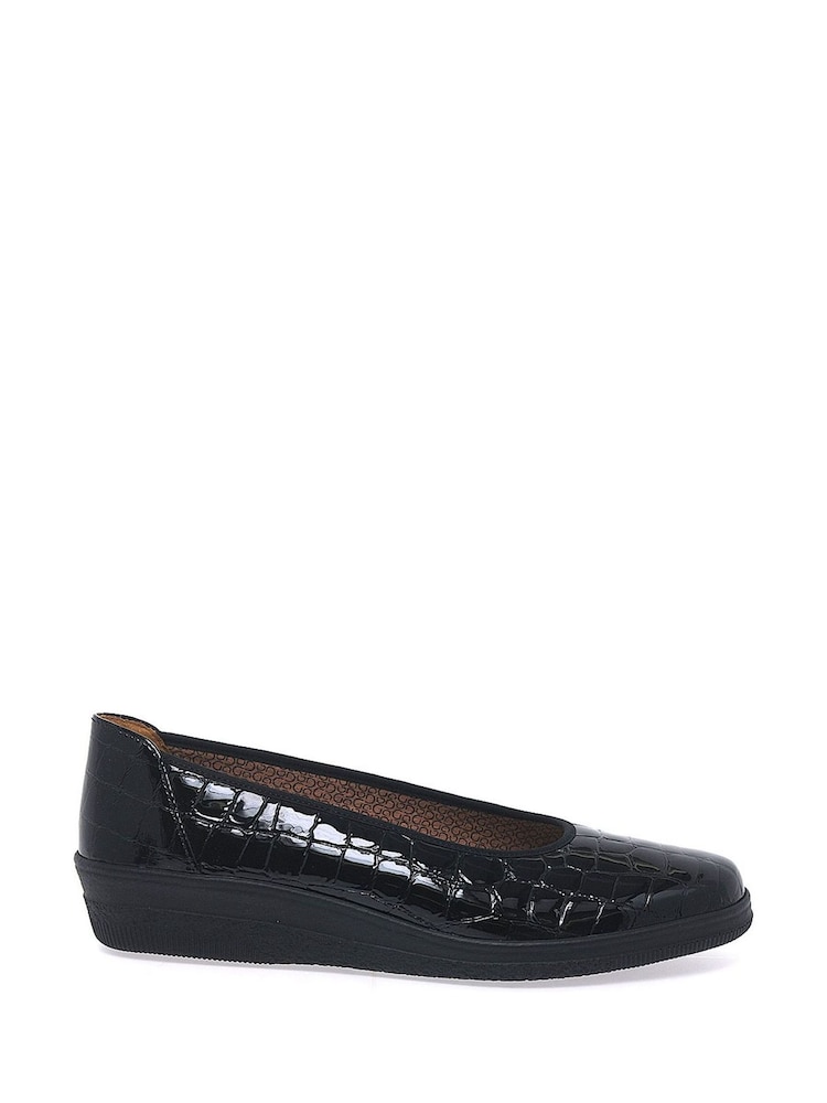Gabor Piquet Patent Croc Basic Casual Black Shoes - Image 1 of 5