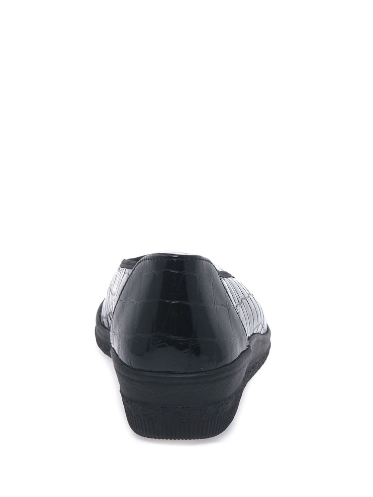 Gabor Piquet Patent Croc Basic Casual Black Shoes - Image 5 of 5