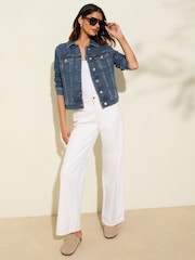 Friends Like These Blue Petite Mid Wash Denim Jacket - Image 3 of 5