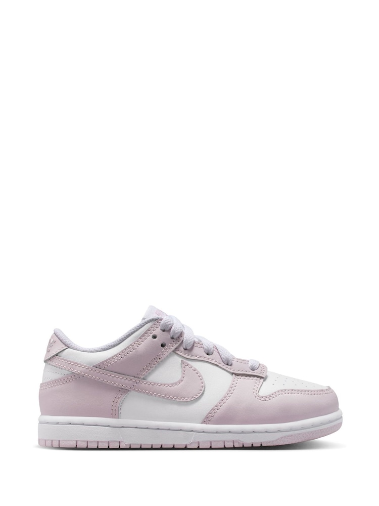 Nike White Light Violet Junior Dunk Low Shoes - Image 1 of 8 Nike White Light Violet Junior Dunk Low Shoes - Image 1 of 8