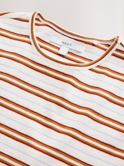 White/Orange Stripe Short Sleeve Crew Neck T-Shirt - Image 9 of 10