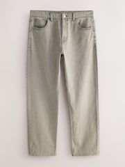 Light Grey Straight Fit Vintage Wash Denim Jeans - Image 7 of 9
