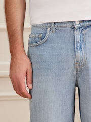 Light Blue Denim Barrel Fit Signature Ultra Soft Touch Denim Jeans - Image 6 of 6