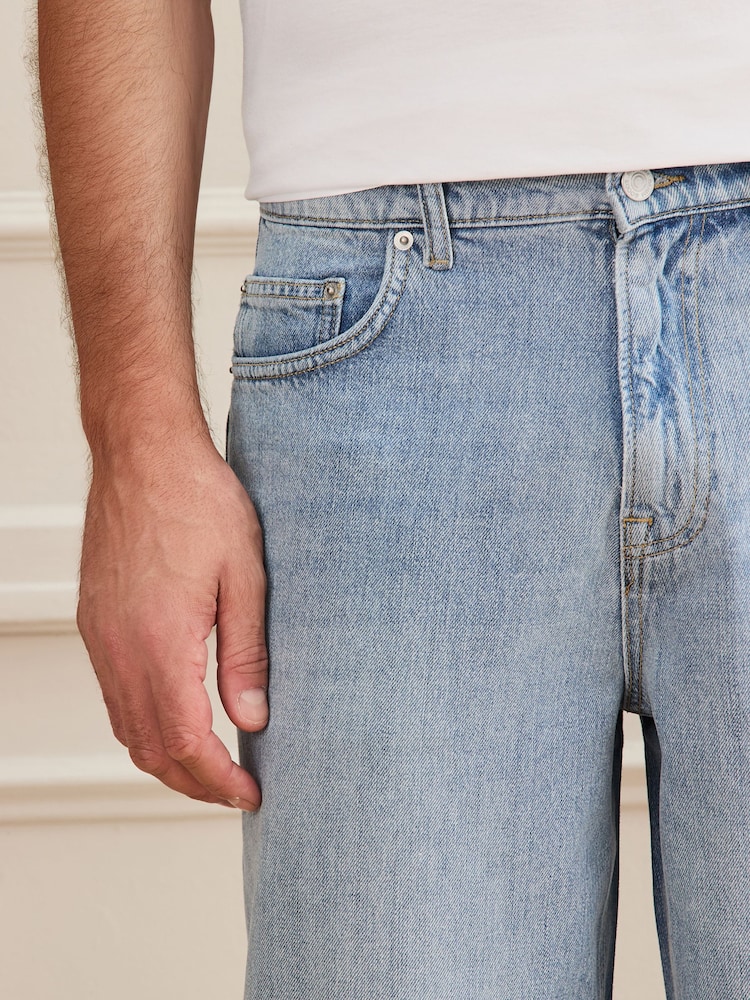 Light Blue Denim Barrel Fit Signature Ultra Soft Touch Denim Jeans - Image 6 of 6 Light Blue Denim Barrel Fit Signature Ultra Soft Touch Denim Jeans - Image 6 of 6