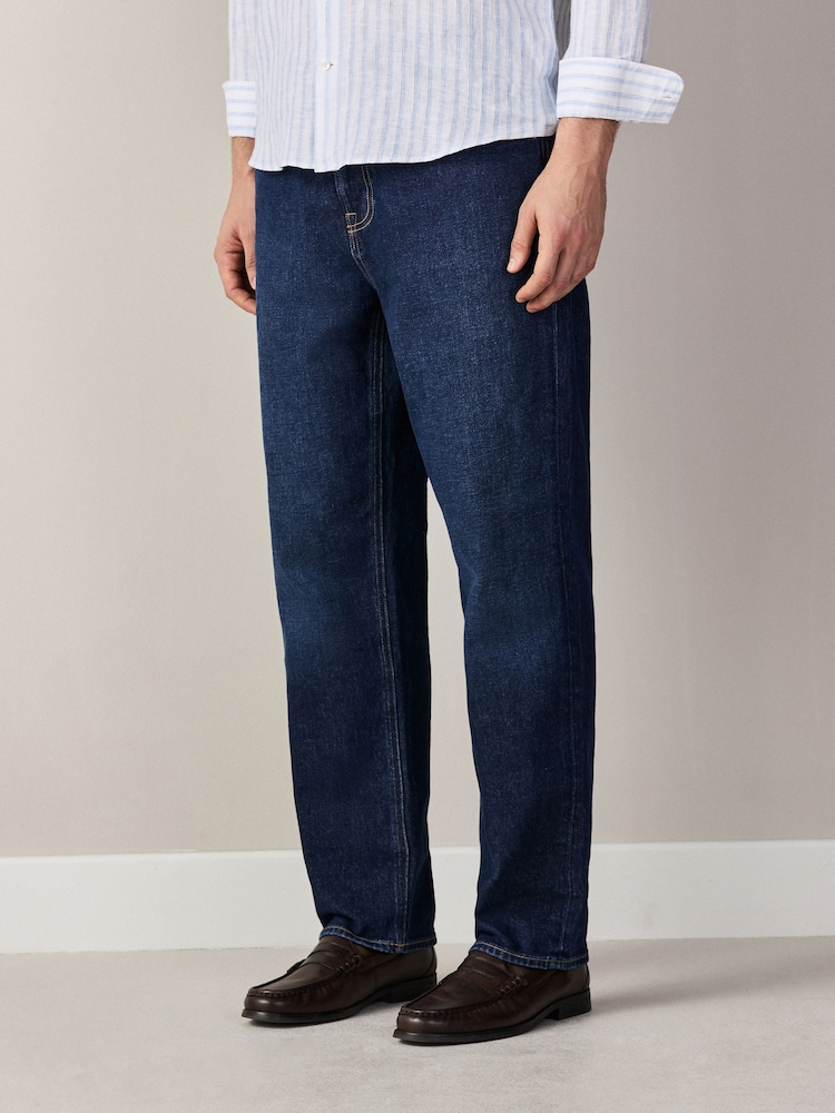 Dark Blue Straight Fit Jeans - Image 1 of 6