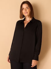 Live Unlimited Black V-Neck Collared Shirt - Image 1 of 3