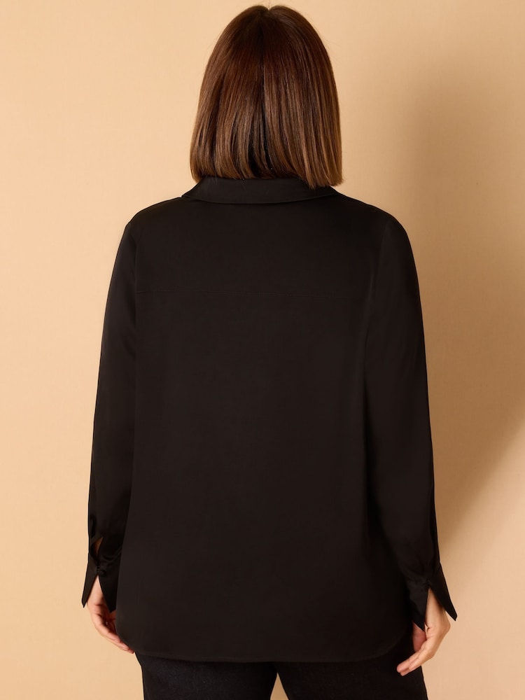 Live Unlimited Black V-Neck Collared Shirt - Image 3 of 3 Live Unlimited Black V-Neck Collared Shirt - Image 3 of 3