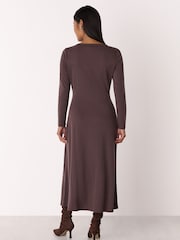 Whistles Brown Ruched Detail Midi Dress - Image 2 of 4