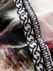 Black/White Palm Border Print Twist Front Cover-Up - Image 4 of 4