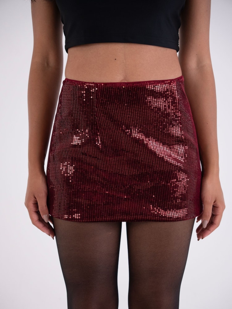 Amy Lynn Astrid Velvet Sequin Mini Skirt - صورة 4 من 4