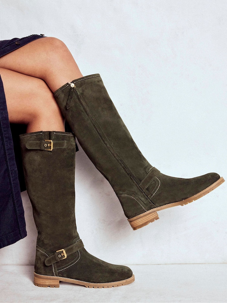 Boden Green Buckle Knee High Boots - Image 1 of 4 Boden Green Buckle Knee High Boots - Image 1 of 4