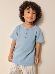 Light Blue Short Sleeve Henley Neck T-Shirt (3mths-7yrs) - Image 1 of 8