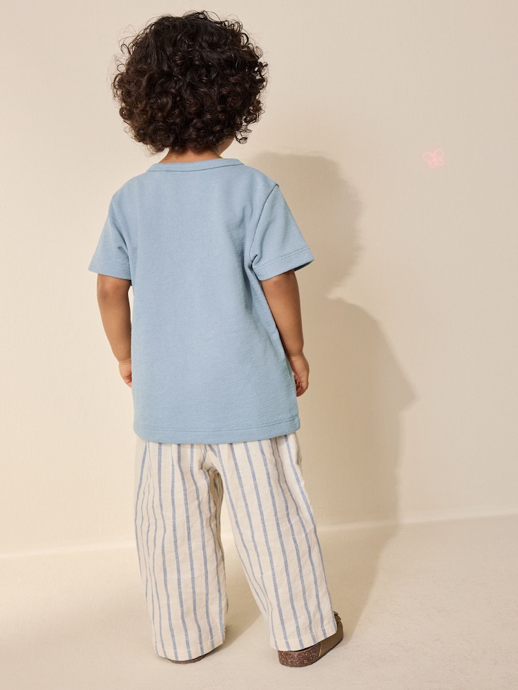 Light Blue Short Sleeve Henley Neck T-Shirt (3mths-7yrs) - Image 2 of 8