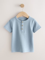 Light Blue Short Sleeve Henley Neck T-Shirt (3mths-7yrs) - Image 5 of 8