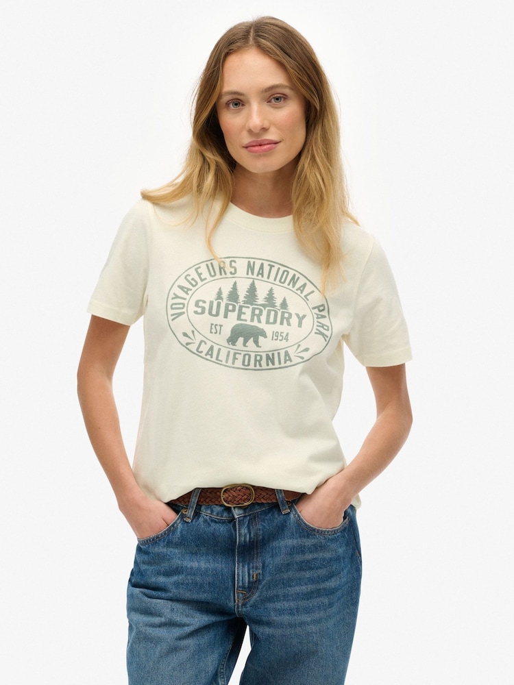 Superdry White Lo-fi Outdoors Relaxed T-Shirt - Image 2 of 5