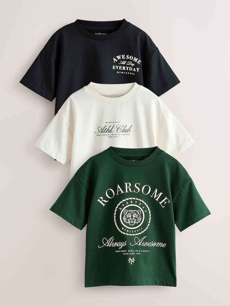 Green Tiger Short Sleeve Graphic T-Shirts 3 Pack (3mths-7yrs) - Image 1 of 7