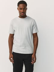 Grey Light Regular Fit Essential Crew Neck Cotton T-Shirt - Image 1 of 7