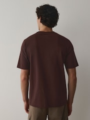 Brown Chocolate Regular Fit Essential Crew Neck Cotton T-Shirt - Image 2 of 4