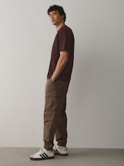 Brown Chocolate Regular Fit Essential Crew Neck Cotton T-Shirt - Image 4 of 4