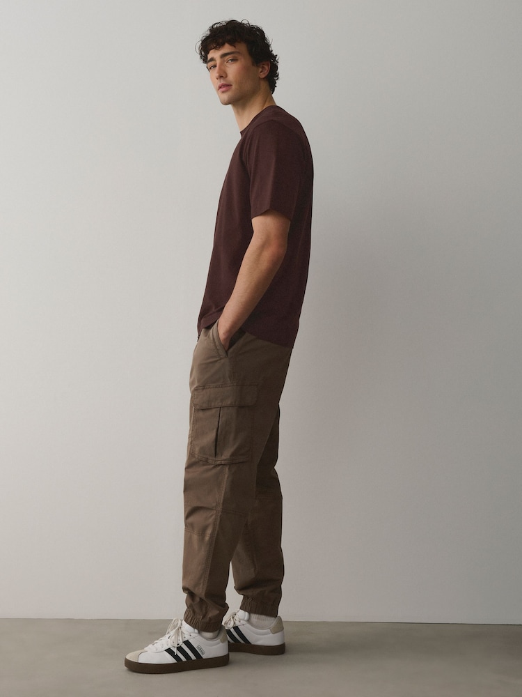 Brown Chocolate Regular Fit Essential Crew Neck Cotton T-Shirt - Image 4 of 4 Brown Chocolate Regular Fit Essential Crew Neck Cotton T-Shirt - Image 4 of 4