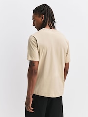Brown camel Regular Fit Essential Crew Neck Cotton T-Shirt - Image 3 of 7