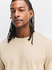 Brown camel Regular Fit Essential Crew Neck Cotton T-Shirt - Image 4 of 7