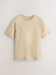 Brown camel Regular Fit Essential Crew Neck Cotton T-Shirt - Image 5 of 7