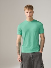 Green Mint Slim Fit Essential Crew Neck Cotton T-Shirt - Image 1 of 7
