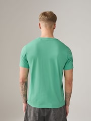 Green Mint Slim Fit Essential Crew Neck Cotton T-Shirt - Image 4 of 7